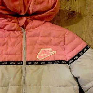Nike pink and grey hooded coat
